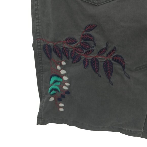 Oilily Gray Embroidered Knee Length Boho Skirt Size 38 US 8 Floral Stretch Chino - Picture 8 of 13